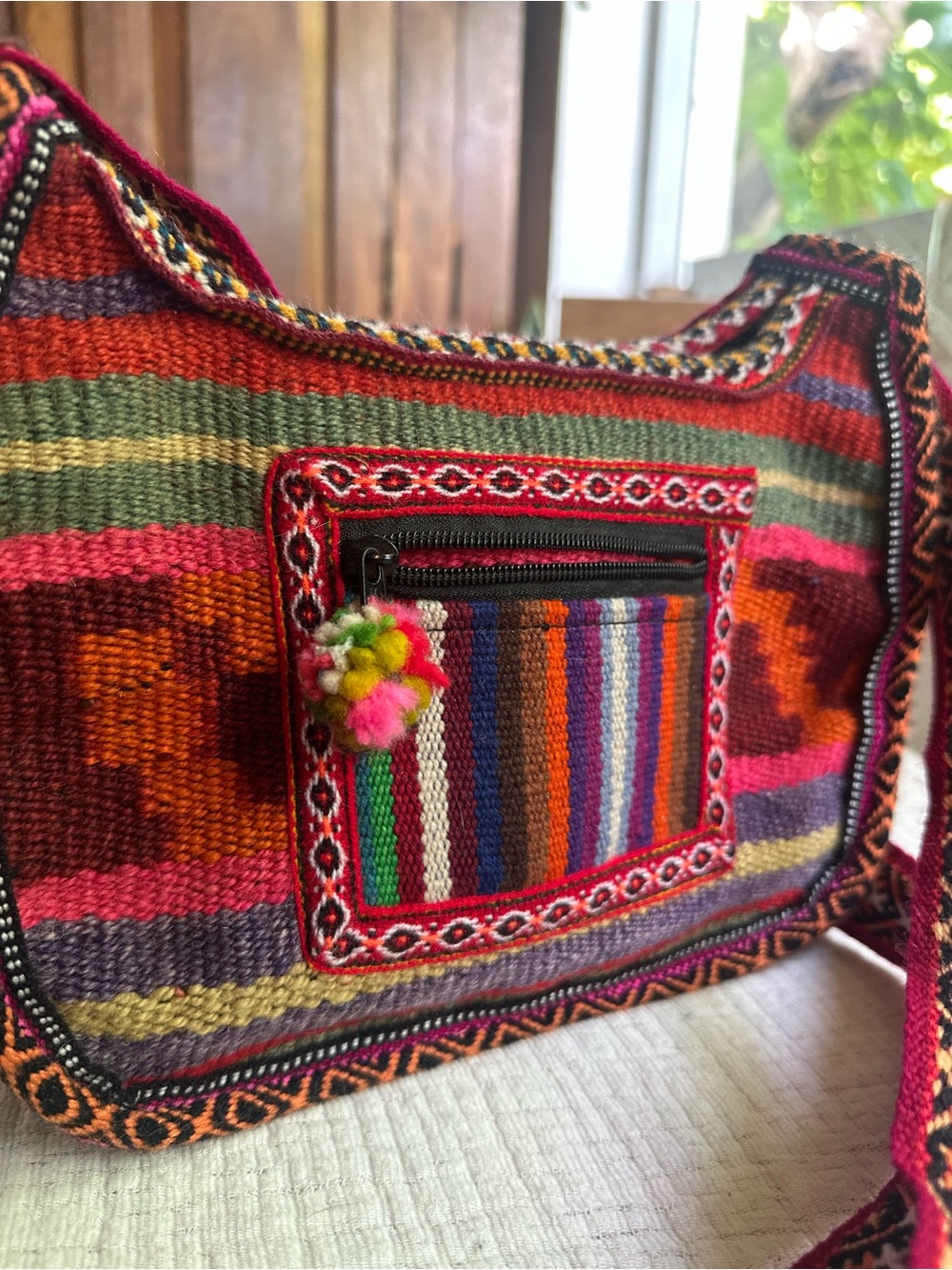 Handwoven multicolor Peruvian Alpaca Blend Hobo Crossbody Bag – Cusco
